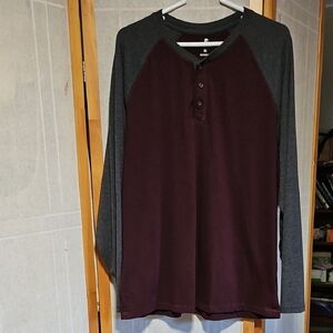 Woolrich Burgundy and Gray Henley Shirt